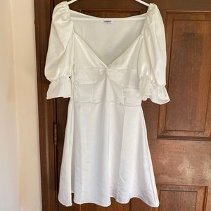 BRAND NEW White Puff Sleeve Mini Dress